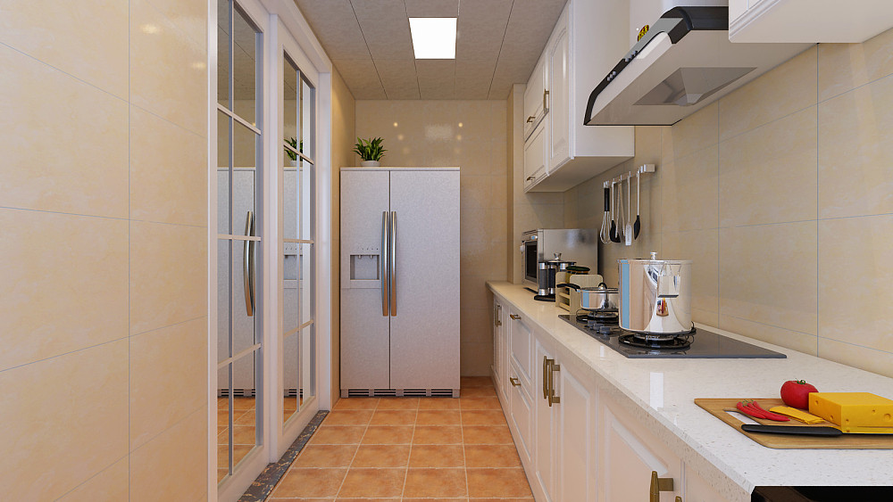 厨房无需增加推拉门，开敞式的空间更加的方便。